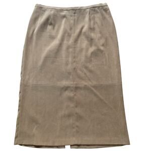 Vintage Norton McNaughton Women’s Beige Midi Skirt Size 16W Stretch Office